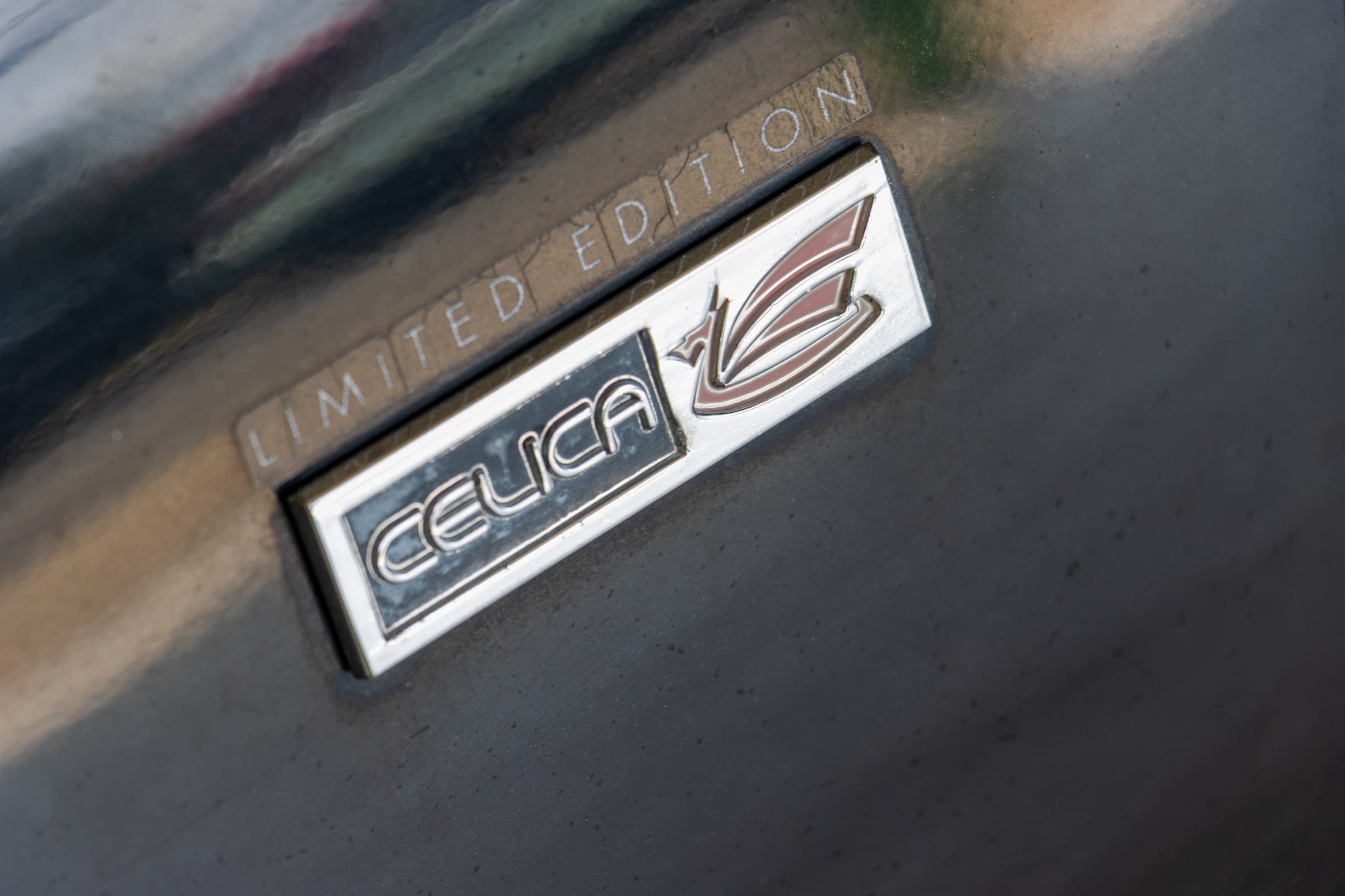 Chrome Celica Limited Edition badge on the car's front fender.